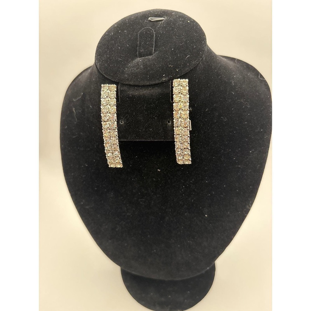 SHOE SPATS Rhinestone Silver Tone Clip On Bar Accent Glam Jewelry Beautiful